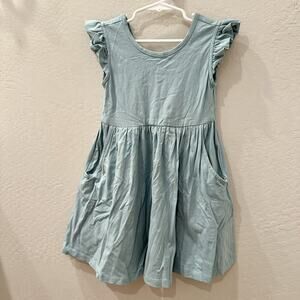 Hanna Andersson Raincloud Blue Super Soft Ruffle Skater Dress